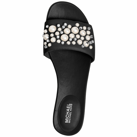 Michael Kors Shoes - New! MICHAEL KORS Pearl-Studded Flat Slide Sandals
